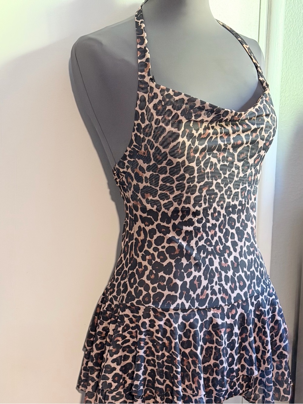 NWT Avidlove Mesh Ruched Bodycon Lingerie Mini Dress in leopard print. - Picture 4 of 10